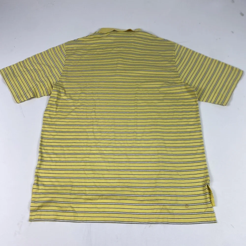 Polo Ralph Lauren Polo Golf‎ Shirt Mens Large Yellow Stripe Pima Cotton Classic